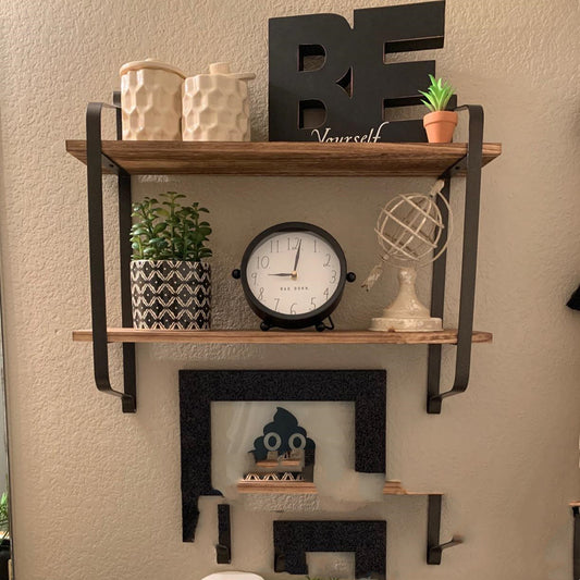 Wood Wall Shelf Wrought Iron Bracket