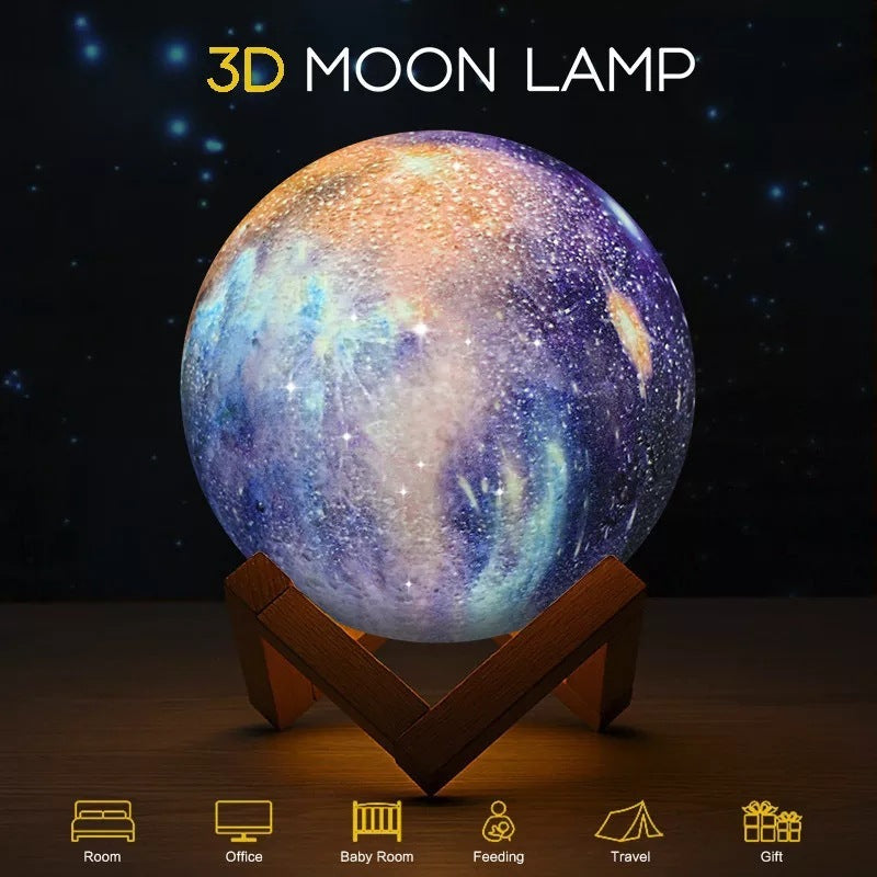 LED USB Star Galaxy Moon Lamp Stand For Bedroom