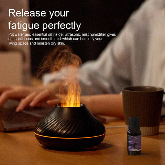 RGB 130 ML Flame Humidifier Essential Oil Fire Flame Aroma Diffuser