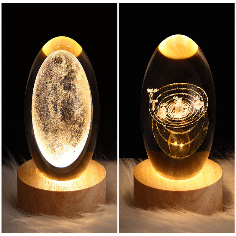 LED 3D Planet Moon Night Light Galaxy Crystal Ball Table Lamp