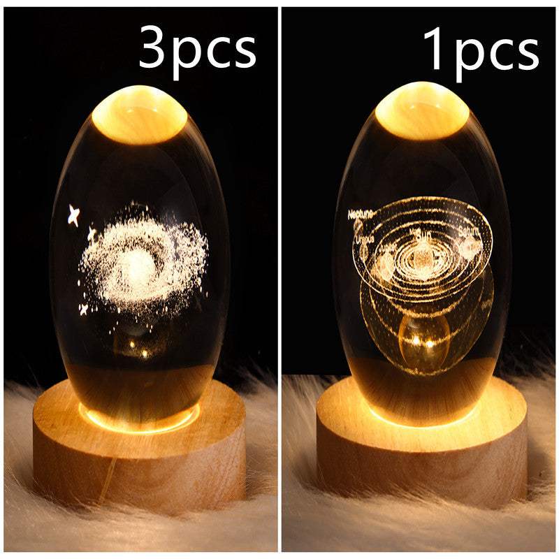 LED 3D Planet Moon Night Light Galaxy Crystal Ball Table Lamp