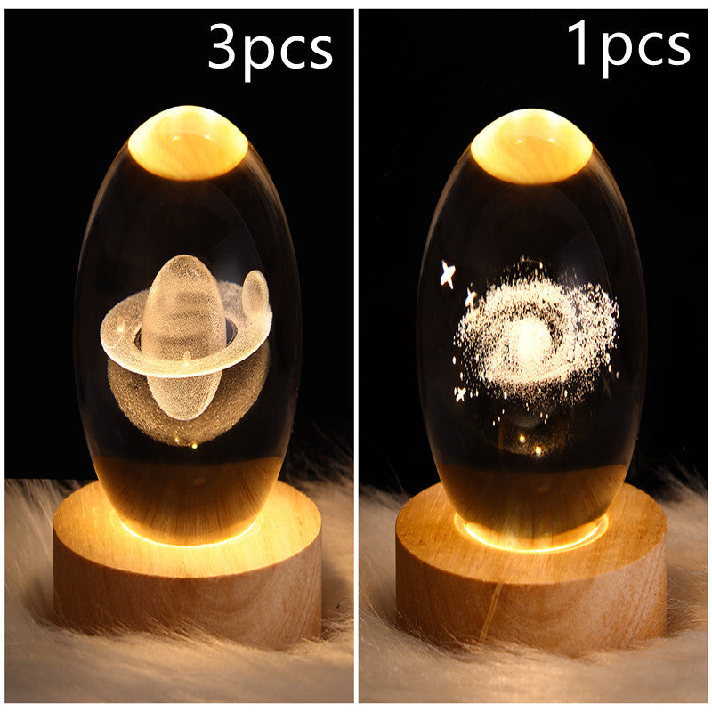 LED 3D Planet Moon Night Light Galaxy Crystal Ball Table Lamp
