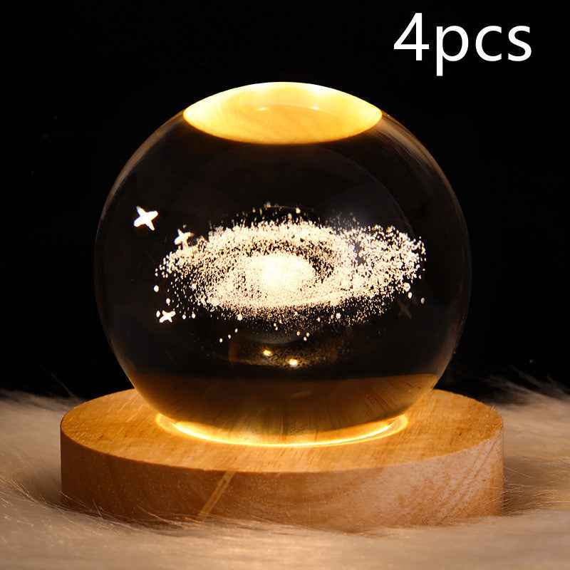 LED 3D Planet Moon Night Light Galaxy Crystal Ball Table Lamp