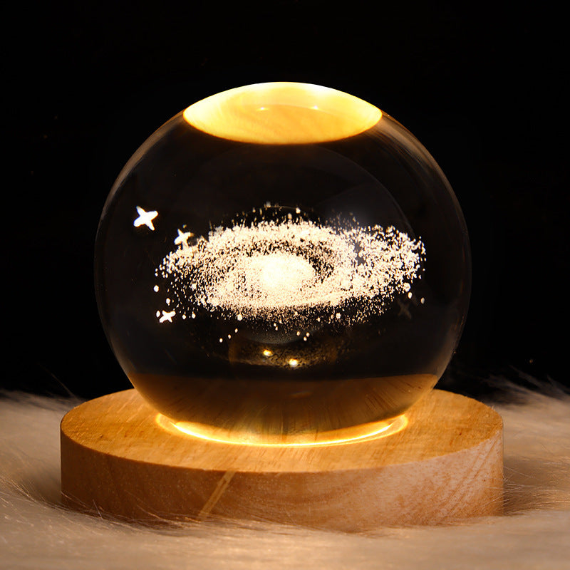 LED 3D Planet Moon Night Light Galaxy Crystal Ball Table Lamp