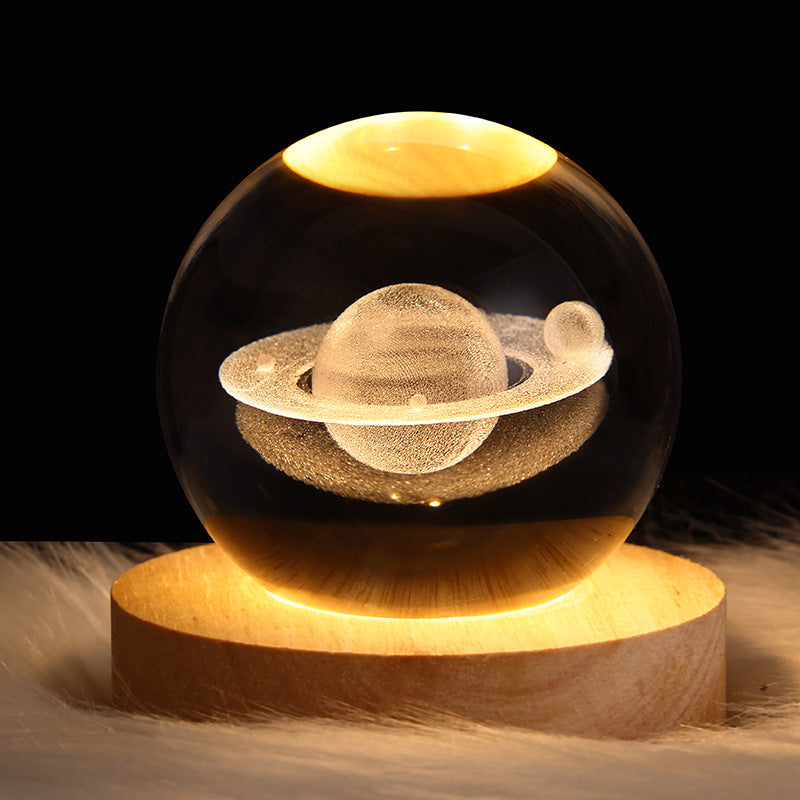 LED 3D Planet Moon Night Light Galaxy Crystal Ball Table Lamp
