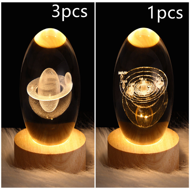 LED 3D Planet Moon Night Light Galaxy Crystal Ball Table Lamp