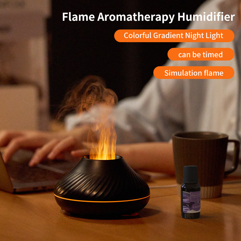 RGB 130 ML Flame Humidifier Essential Oil Fire Flame Aroma Diffuser