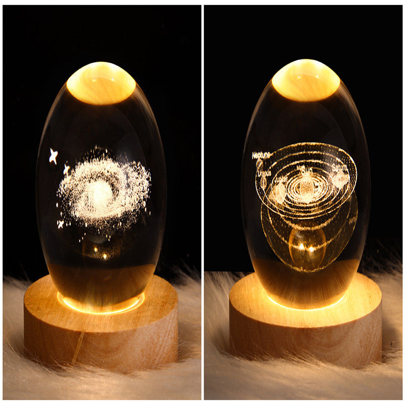 LED 3D Planet Moon Night Light Galaxy Crystal Ball Table Lamp