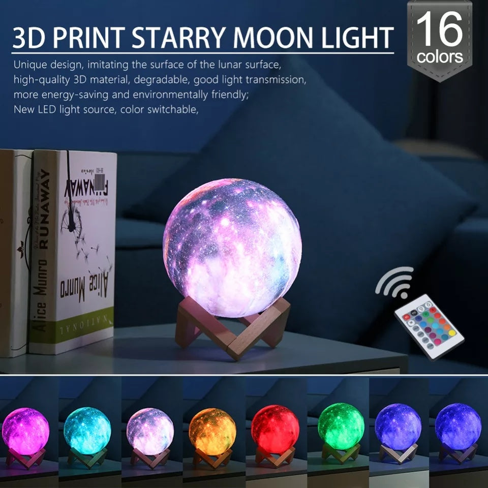 LED USB Star Galaxy Moon Lamp Stand For Bedroom