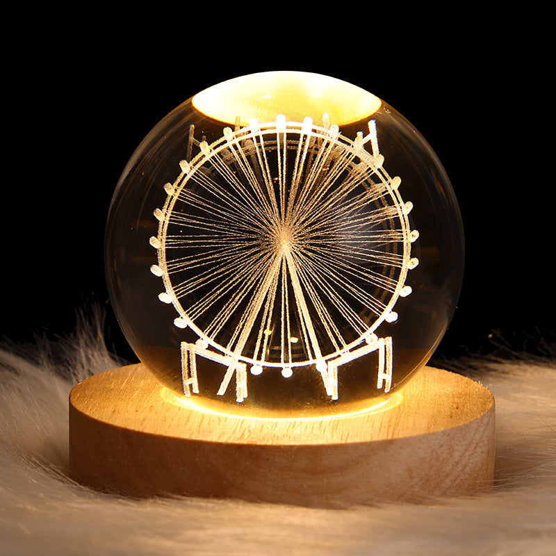LED 3D Planet Moon Night Light Galaxy Crystal Ball Table Lamp