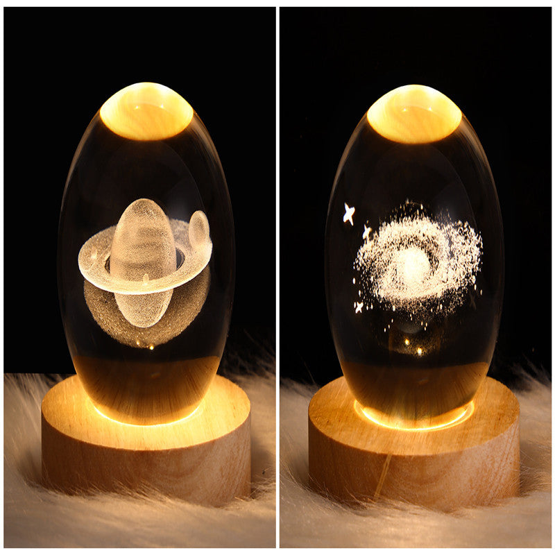 LED 3D Planet Moon Night Light Galaxy Crystal Ball Table Lamp