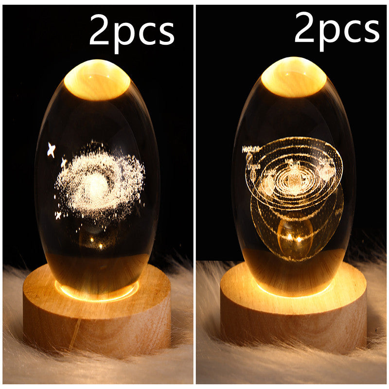 LED 3D Planet Moon Night Light Galaxy Crystal Ball Table Lamp