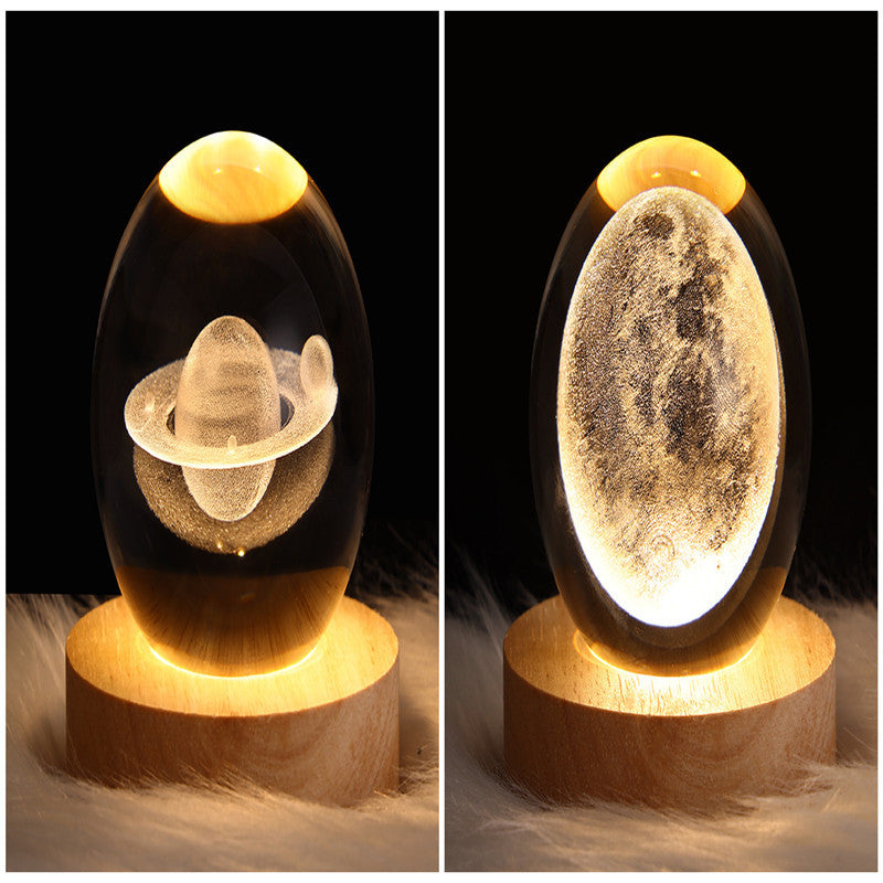 LED 3D Planet Moon Night Light Galaxy Crystal Ball Table Lamp