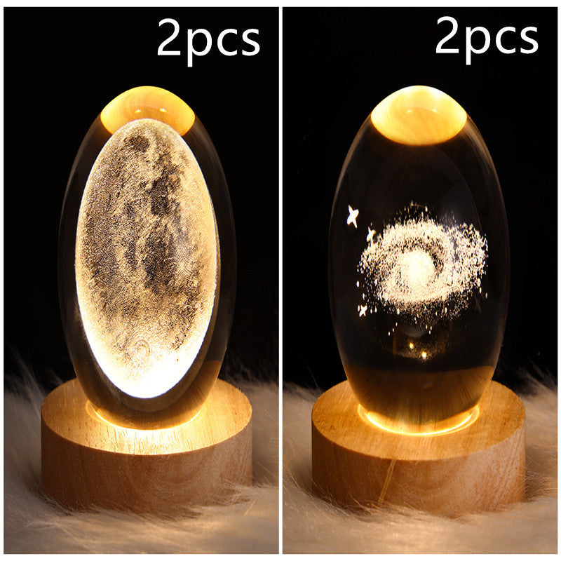 LED 3D Planet Moon Night Light Galaxy Crystal Ball Table Lamp