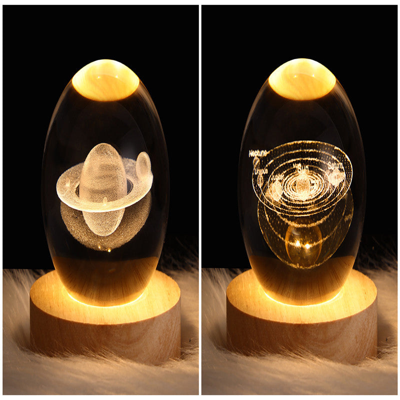 LED 3D Planet Moon Night Light Galaxy Crystal Ball Table Lamp