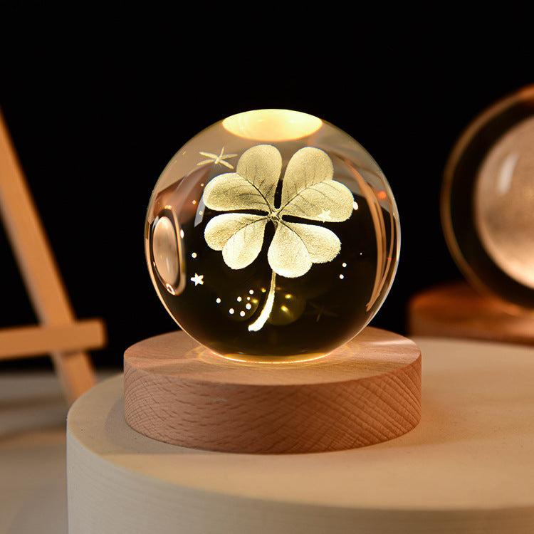 LED 3D Planet Moon Night Light Galaxy Crystal Ball Table Lamp