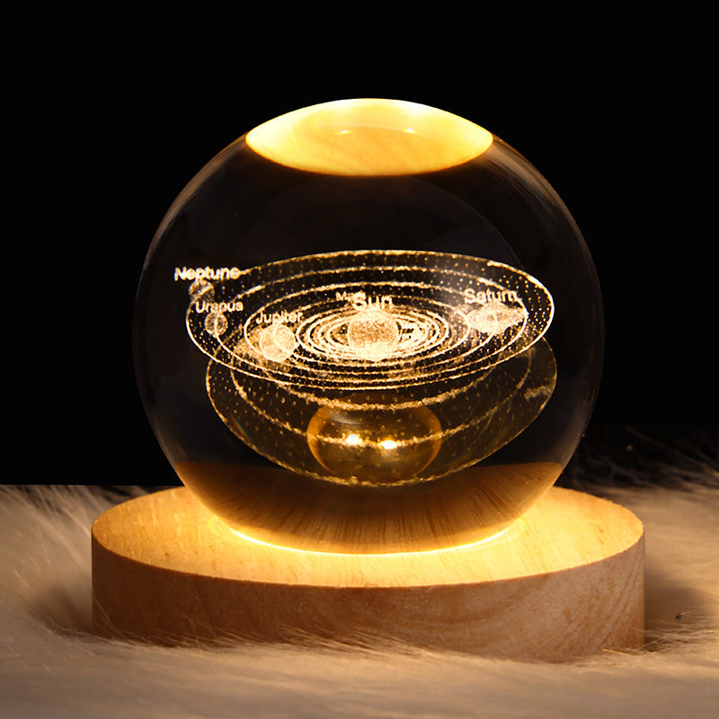 LED 3D Planet Moon Night Light Galaxy Crystal Ball Table Lamp