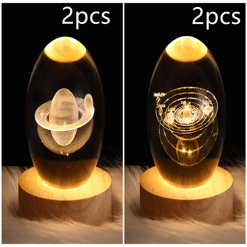 LED 3D Planet Moon Night Light Galaxy Crystal Ball Table Lamp